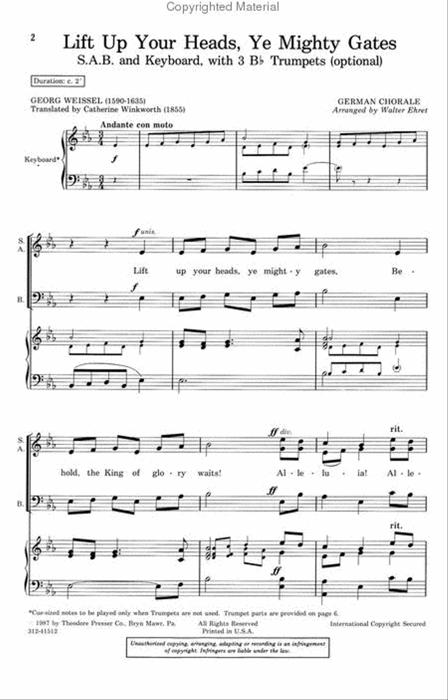 Lift Up Your Heads Choir scores gallery preview page 2