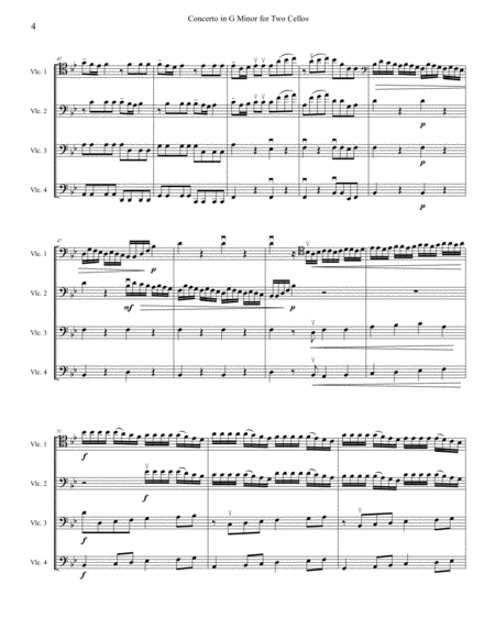 Vivaldi Concerto for Two Cellos in G Minor, arranged for cello quartet (four cellos), RV 531 1st mov