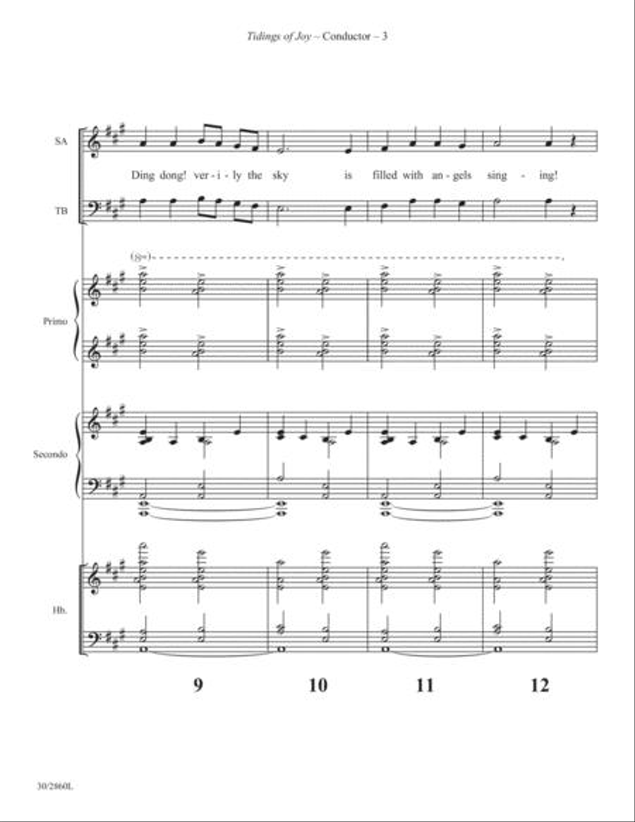 Tidings of Joy! - Handbells and 4-hand Piano Score and Parts