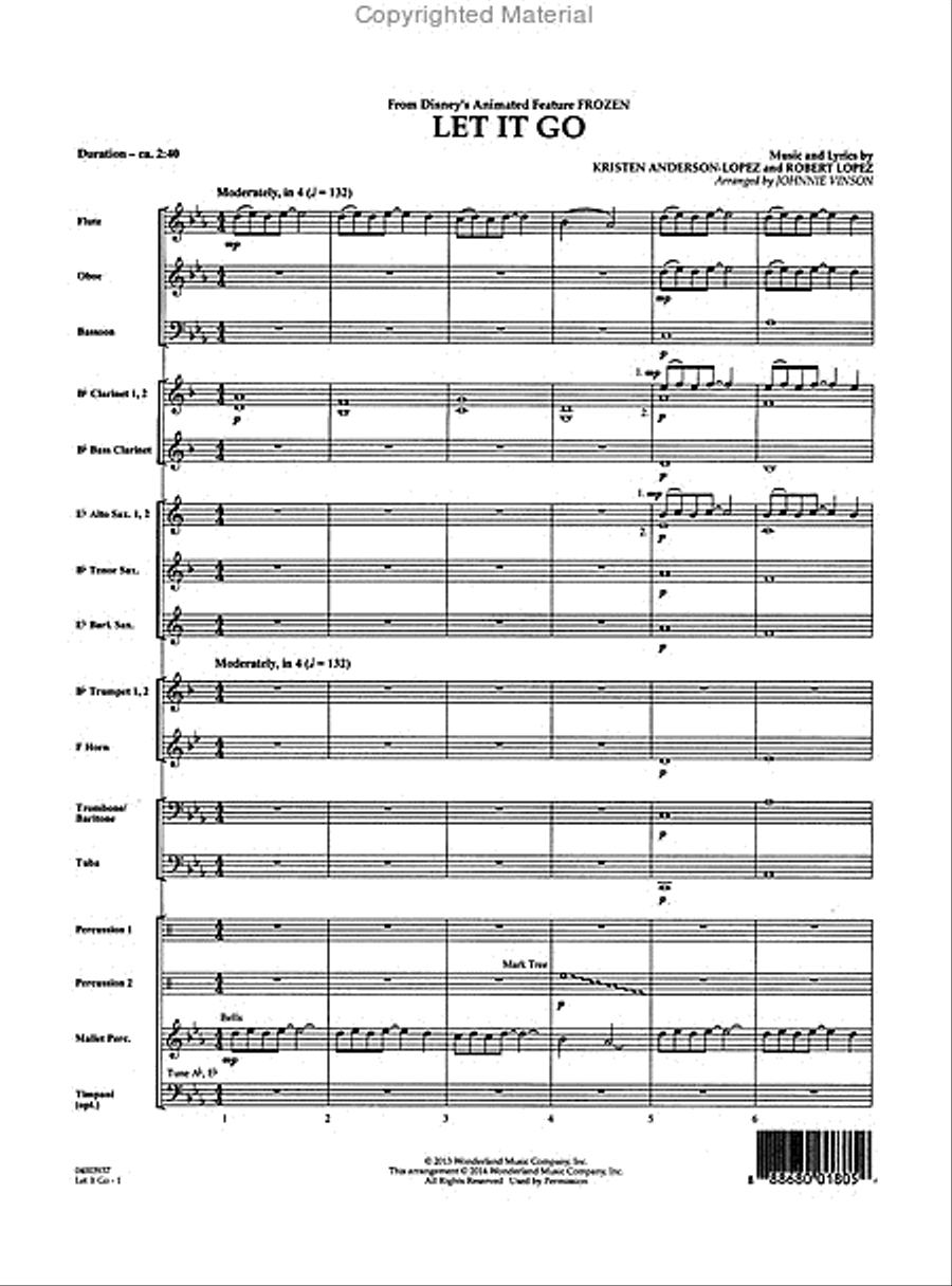 Let It Go (from “Frozen”) Concert Band scores gallery preview page 2