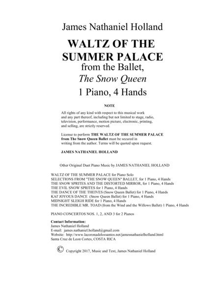 Waltz of the Summer Palace for 1 Piano, 4 Hands from the Snow Queen Ballet image number null