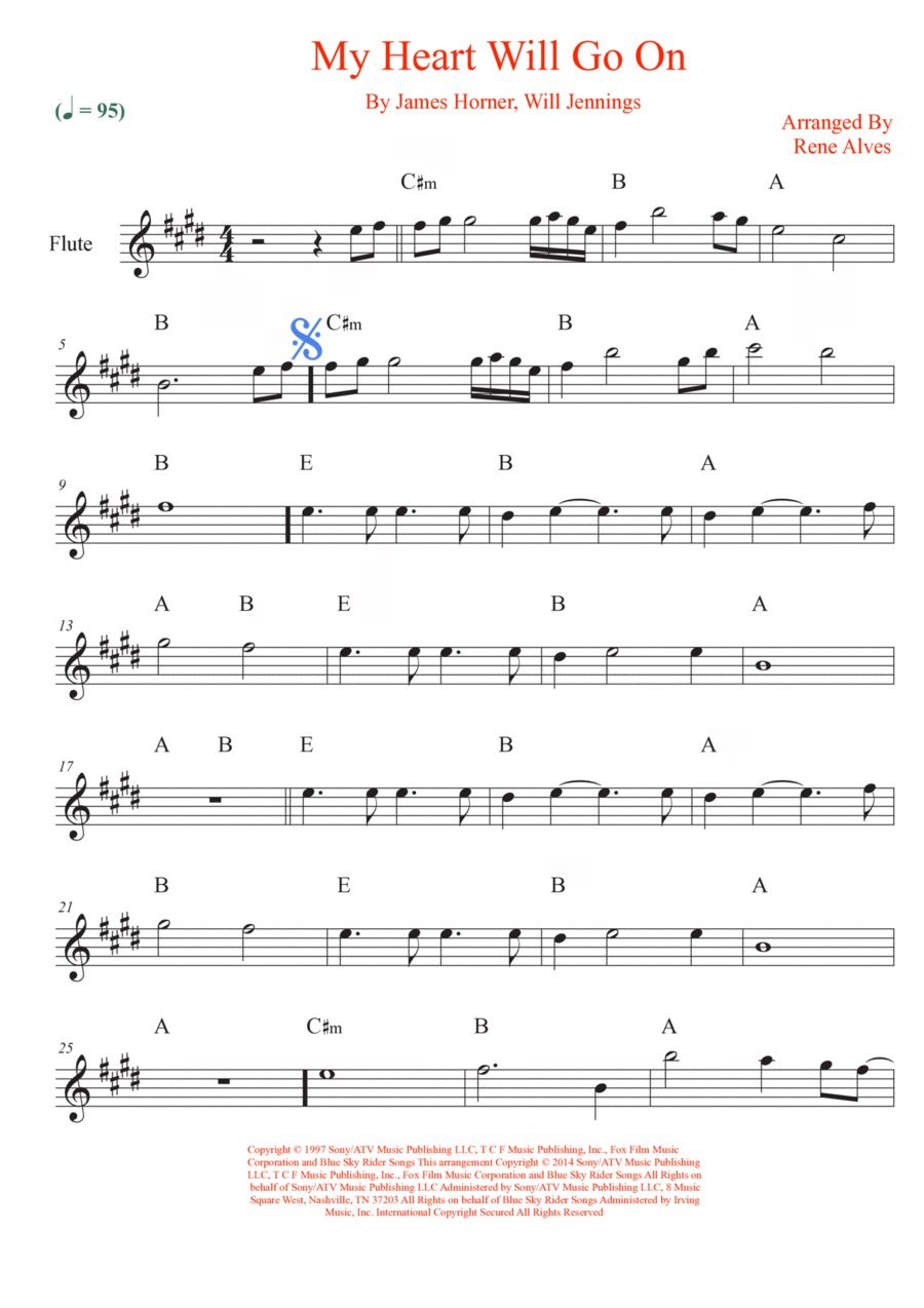 My Heart Will Go On (Love Theme From 'titanic') Flute Solo scores gallery preview page 1