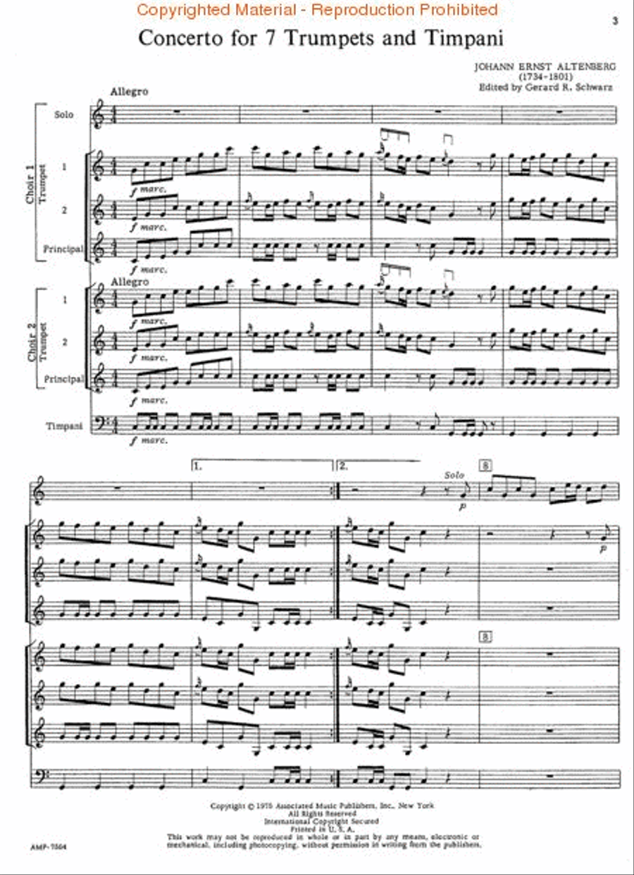Concerto for 7 Trumpets and Timpani Trumpet scores gallery preview page 2