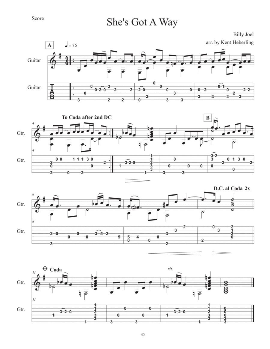 She's Got A Way Electric Guitar scores gallery preview page 1