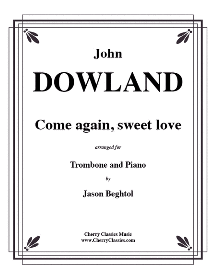 Come Again Sweet Love for Trombone & Piano Piano Accompaniment scores gallery preview page 1