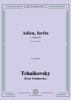 Book cover for Tchaikovsky-Adieu,forêts,from Jeanne D'arc,in A flat Major,for Voice and Pinao