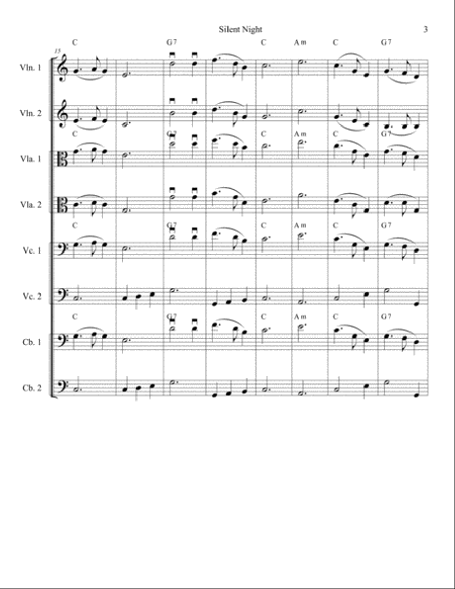 Silent Night for Strings String Orchestra scores gallery preview page 3