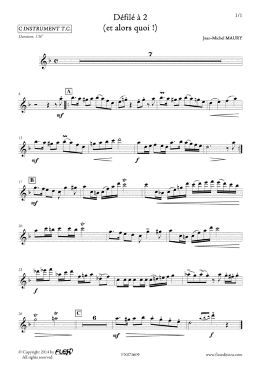 Defile a 2 Defile a 2 Bass Clarinet scores gallery preview page 6