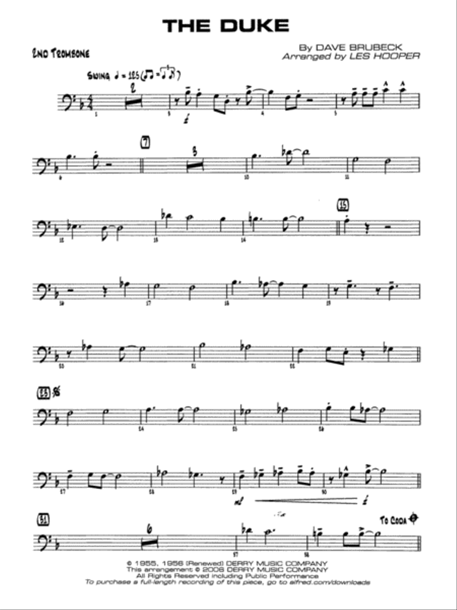 The Duke: 2nd Trombone Jazz Ensemble scores gallery preview page 1