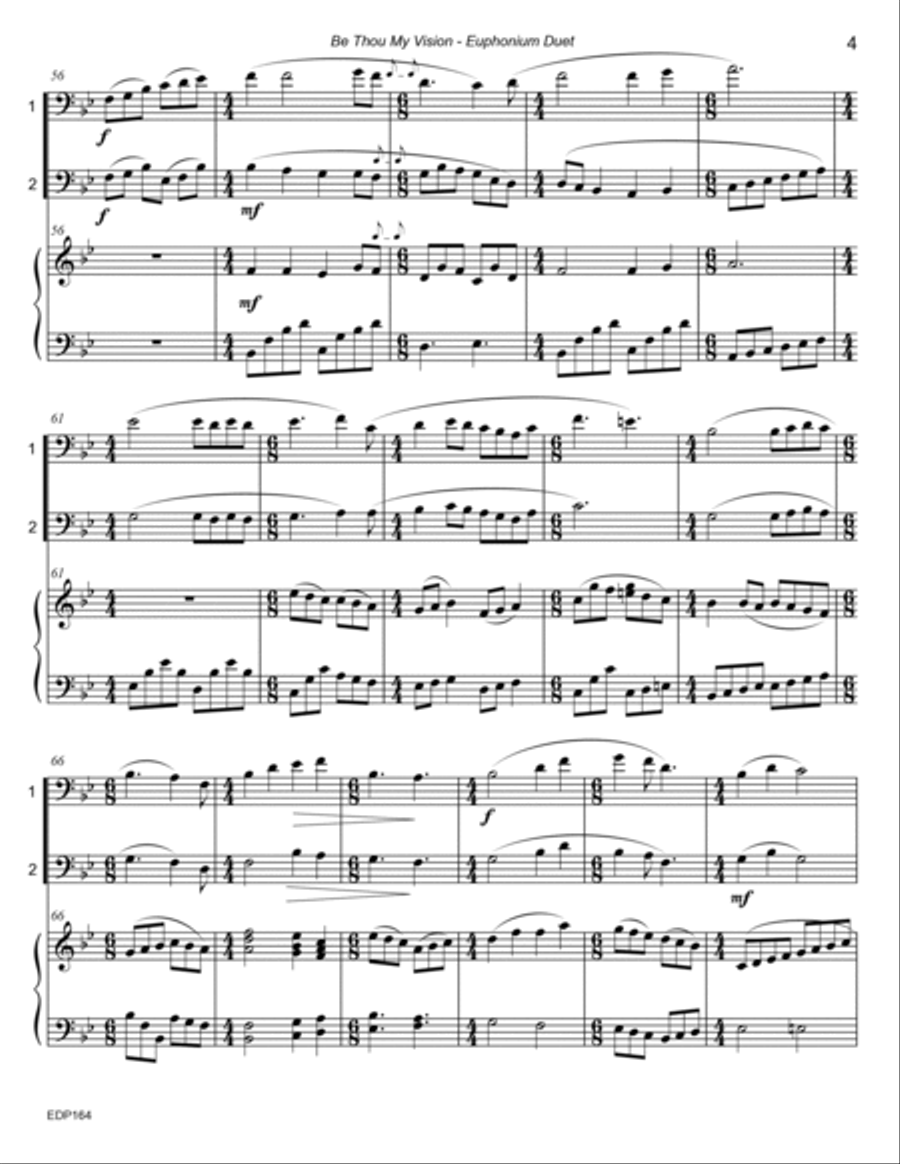 BE THOU MY VISION - EUPHONIUM DUET with Piano Accompaniment (or Baritone TC/Trombone) Brass Duet scores gallery preview page 4