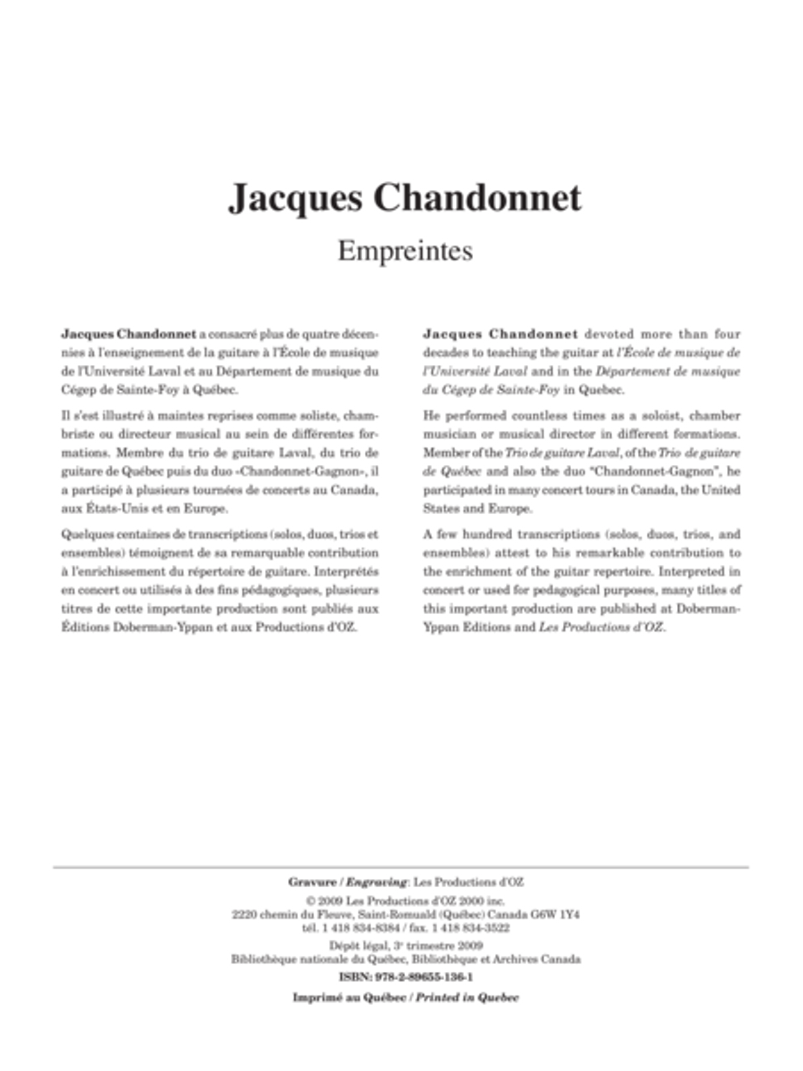 Empreintes Classical Guitar scores gallery preview page 1