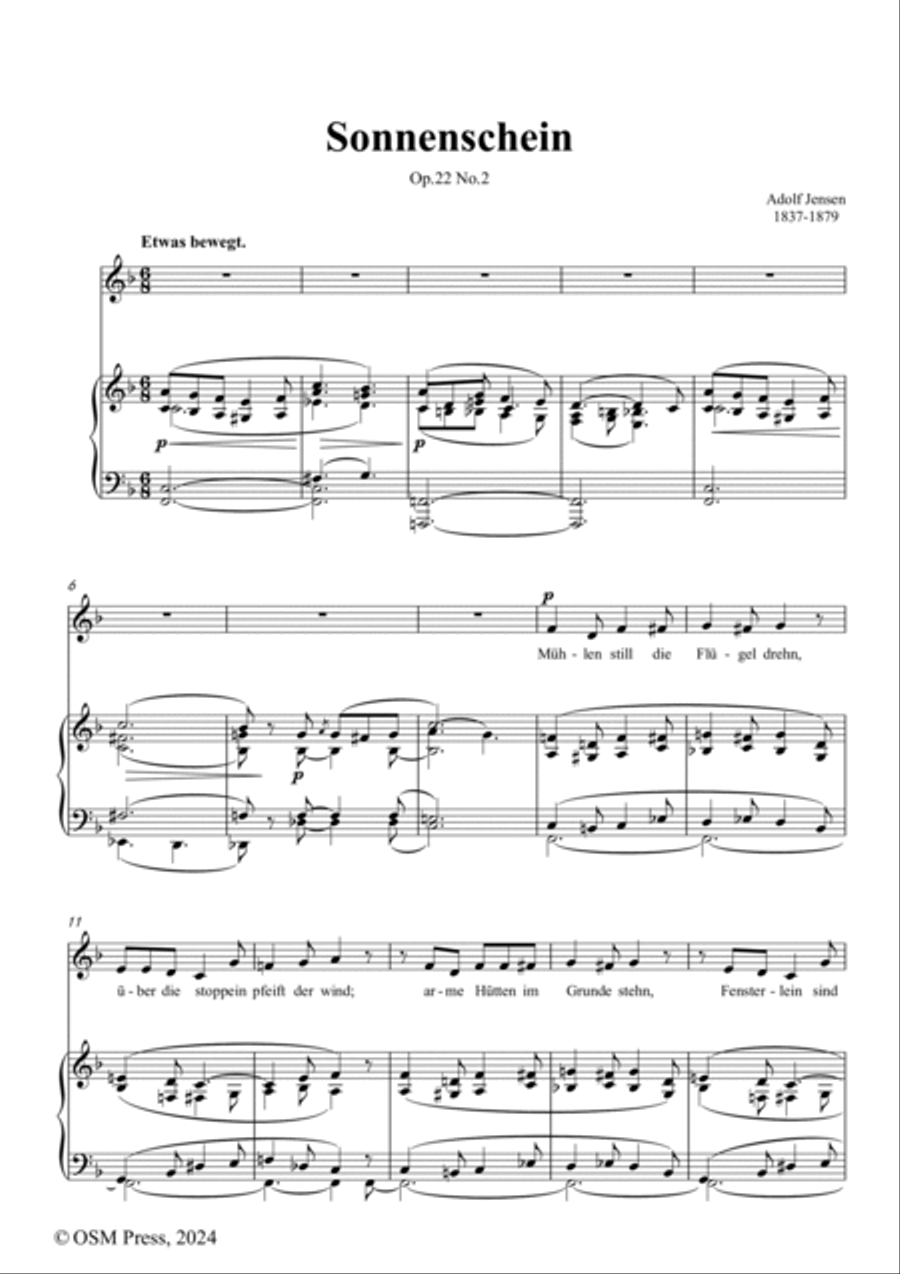 A. Jensen-Sonnenschein(Mühlen still die Flügel drehn),in F Major,Op.22 No.2 Voice scores gallery preview page 2