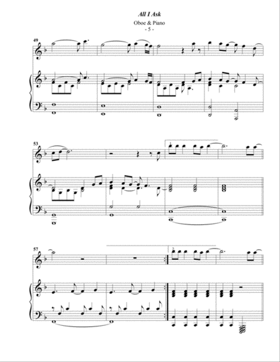 All I Ask Piano scores gallery preview page 5