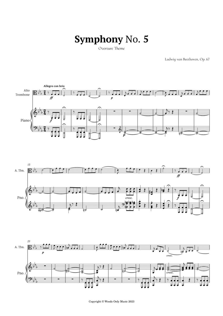 Symphony No. 5 by Beethoven for Alto Trombone and Piano image number null