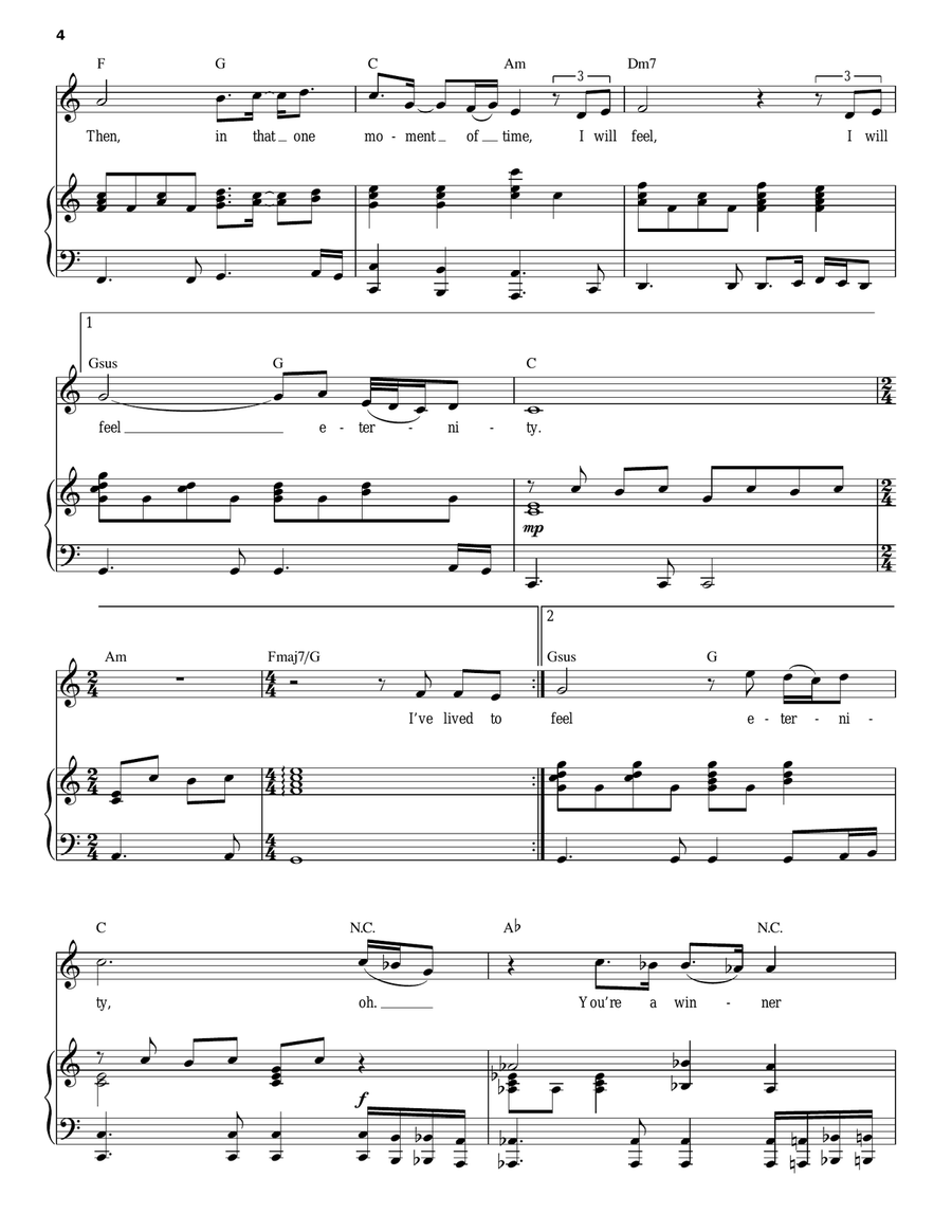 One Moment In Time Piano, Vocal scores gallery preview page 4