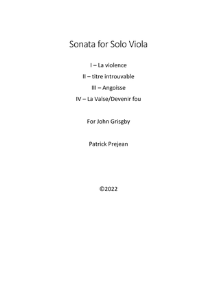 Book cover for Sonata for Solo Viola