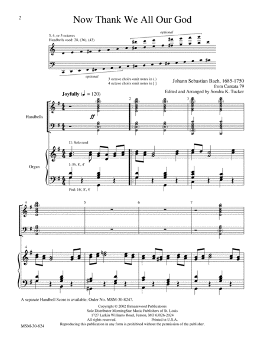 Now Thank We All Our God (Organ Score) 5-Octaves scores gallery preview page 2