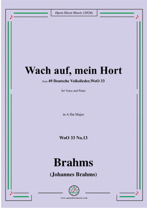 Brahms-Wach auf,mein Hort,WoO 33 No.13,in A flat Major,for Voice and Piano