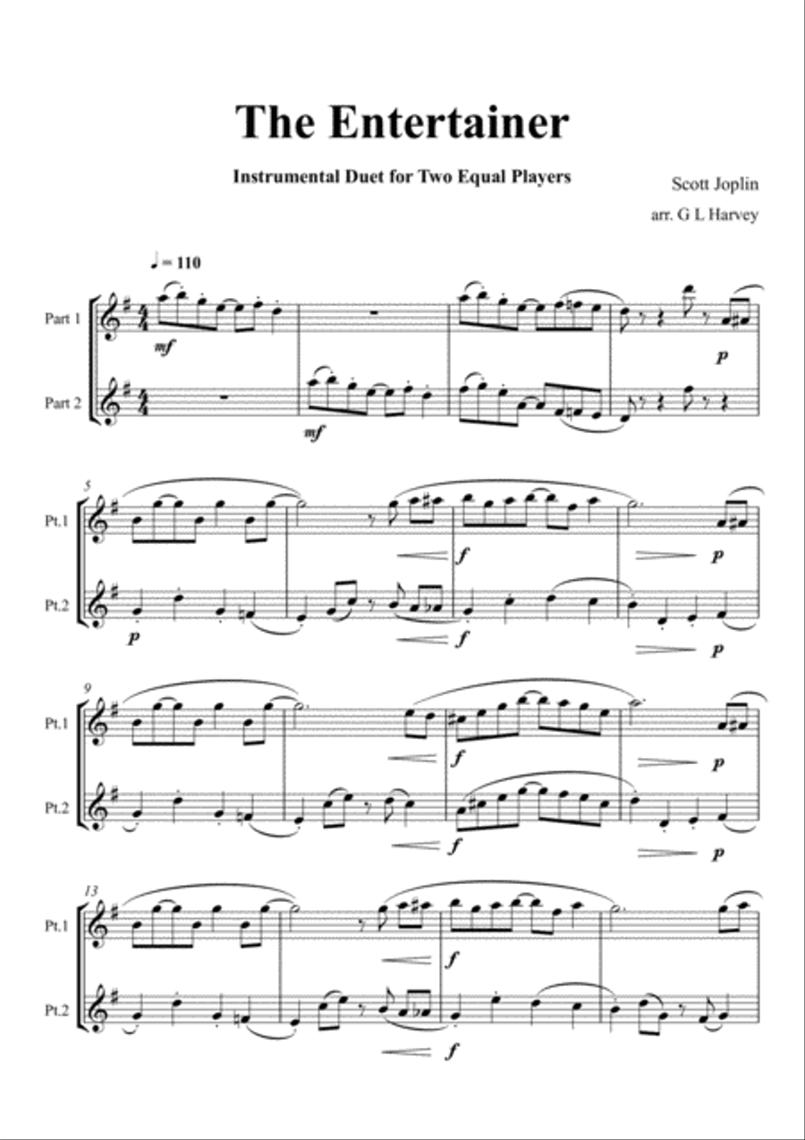 The Entertainer (Flute, Oboe or Saxophone Duet) Woodwind Duet scores gallery preview page 2