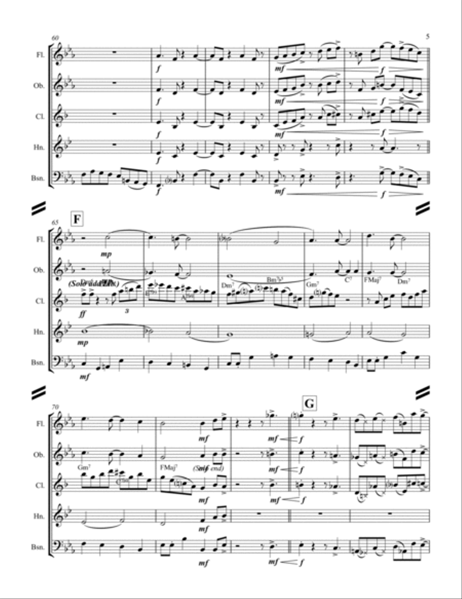 Lullaby Of Birdland Woodwind Quintet scores gallery preview page 6
