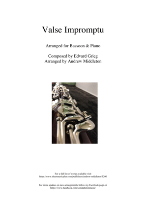 Book cover for Valse Impromptu arranged for Bassoon & Piano