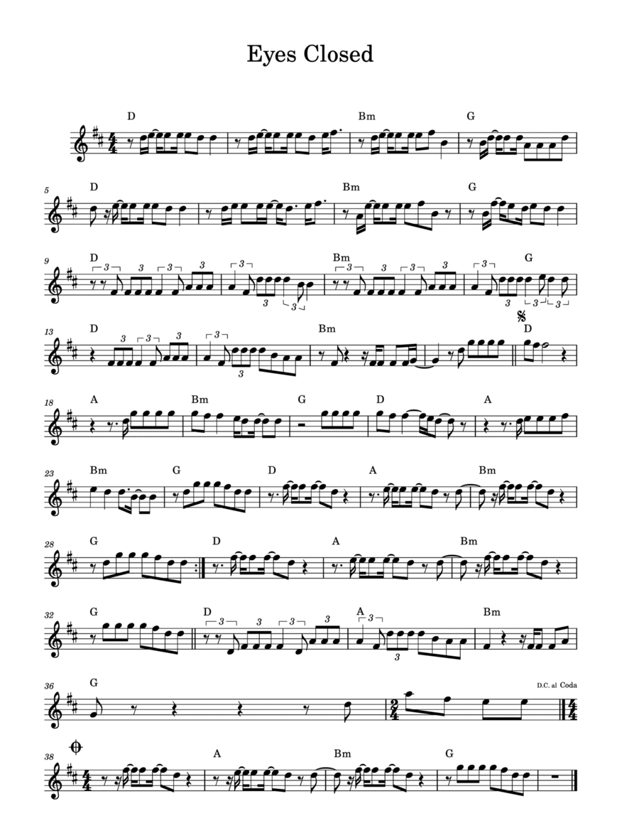 Eyes Closed Violin Solo scores gallery preview page 1