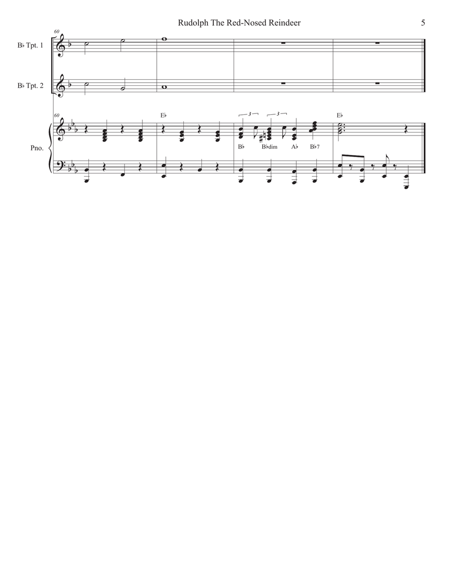 Rudolph The Red-nosed Reindeer Trumpet Duet scores gallery preview page 5