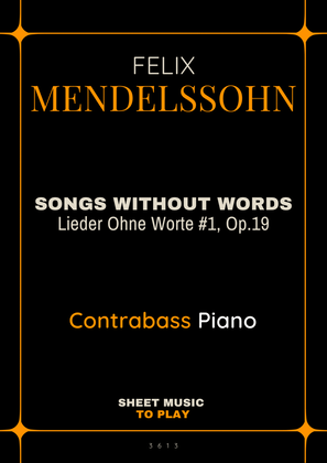 Songs Without Words No.1, Op.19 - Contrabass and Piano (Full Score and Parts)