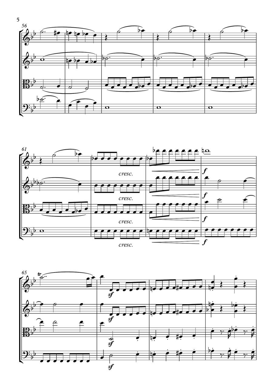Symphony No. 40 in G minor k. 550 - I. Allegro Molto - W. A. Mozart - For String Quartet (Full Score String Quartet scores gallery preview page 6