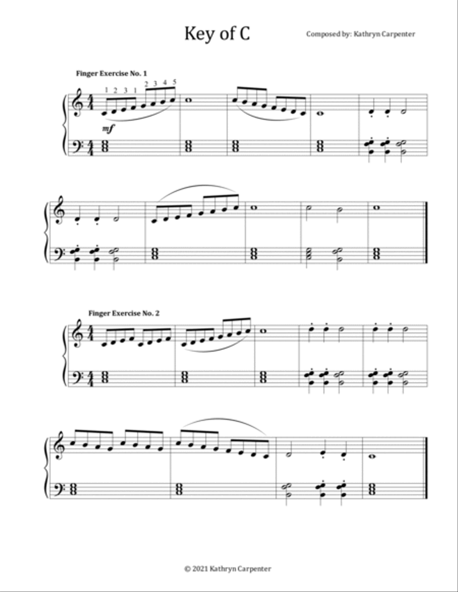 Finger Exercise Collection for Scales: C, D, E, F, G, and A major (Major Scales) image number null