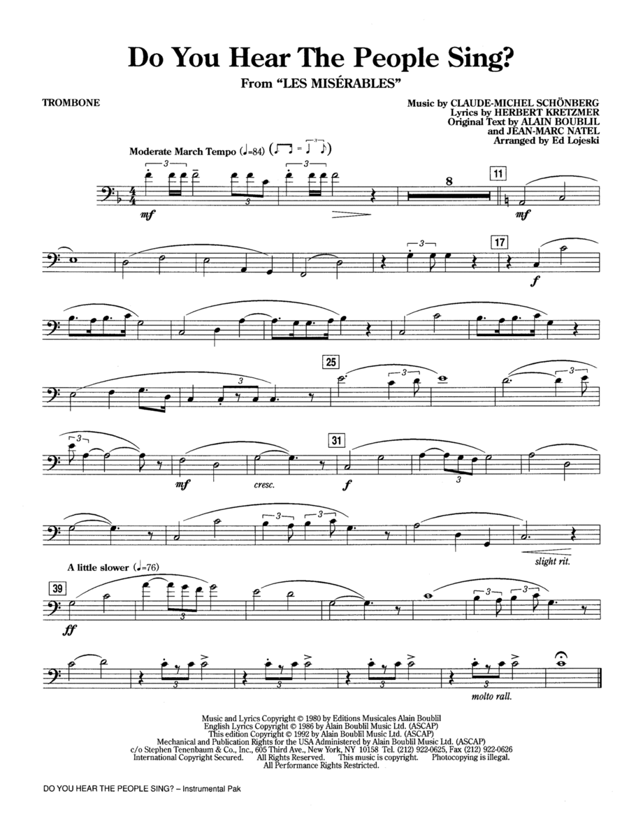 Do You Hear The People Sing? (from Les Miserables) (arr. Ed Lojeski) - Trombone Choir scores gallery preview page 1
