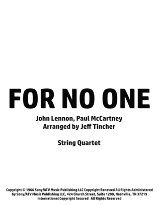 Book cover for For No One