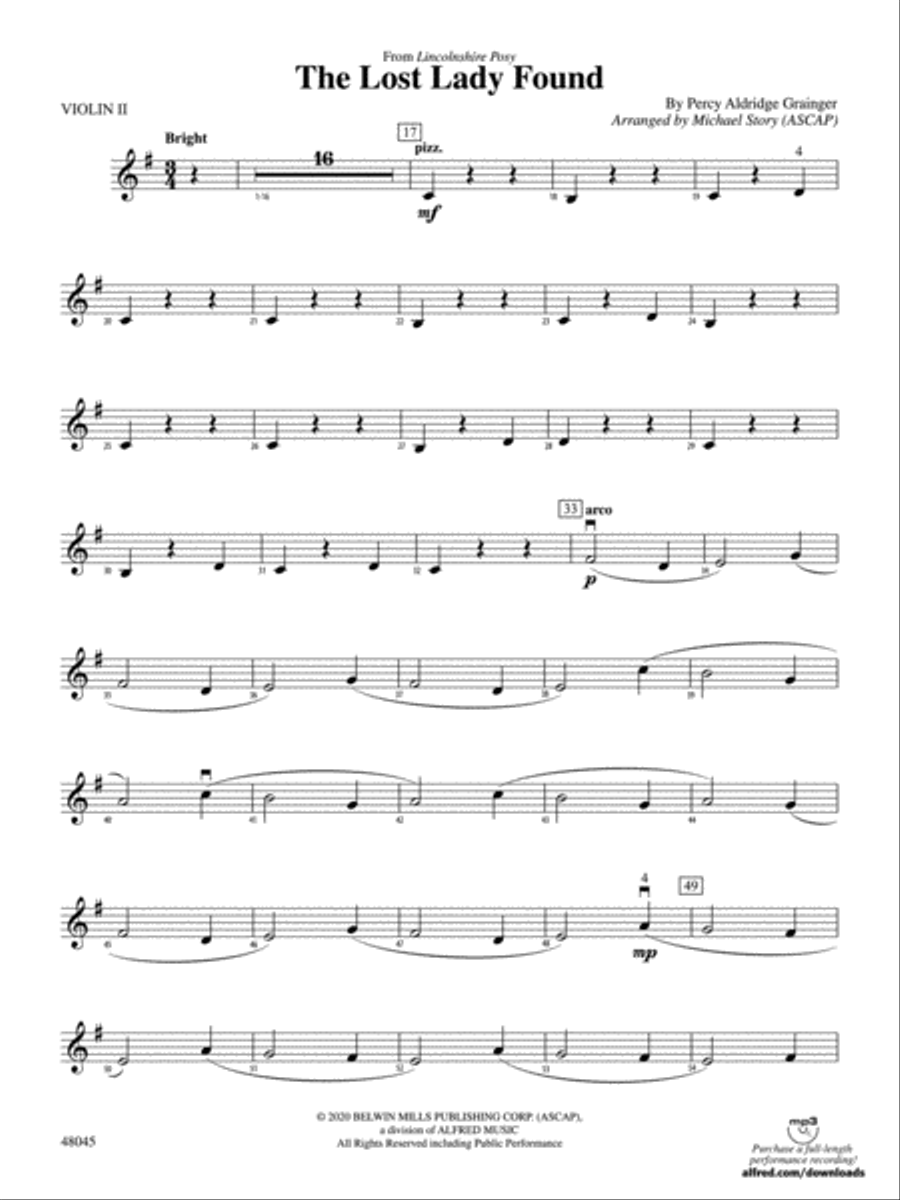 The Lost Lady Found: 2nd Violin String Orchestra scores gallery preview page 1