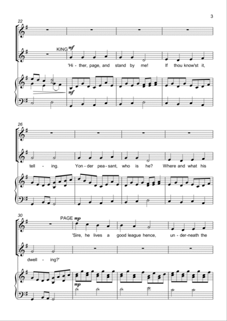 Good King Wenceslas - Two part choir (SA) Upper Voices SA scores gallery preview page 3