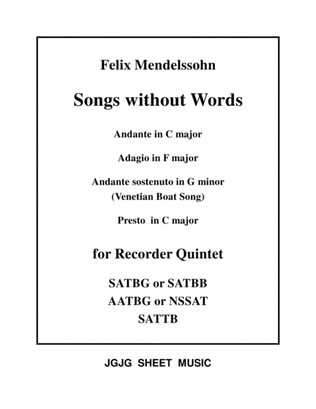 Songs Without Words for Recorder Quintet
