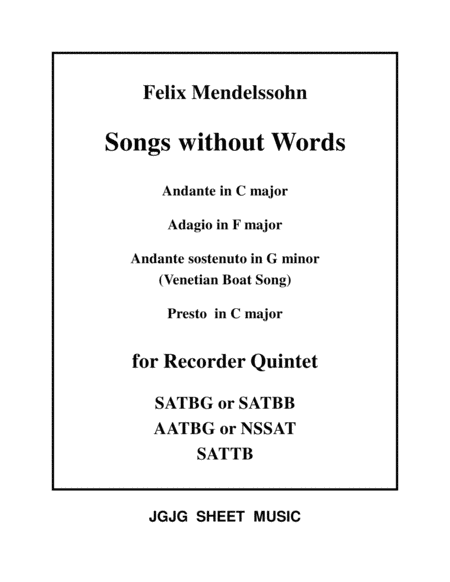 Songs Without Words for Recorder Quintet image number null