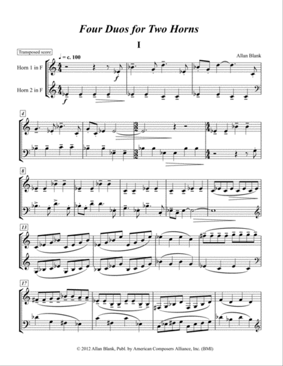 [Blank] Four Duos for Two Horns Brass Duet scores gallery preview page 4
