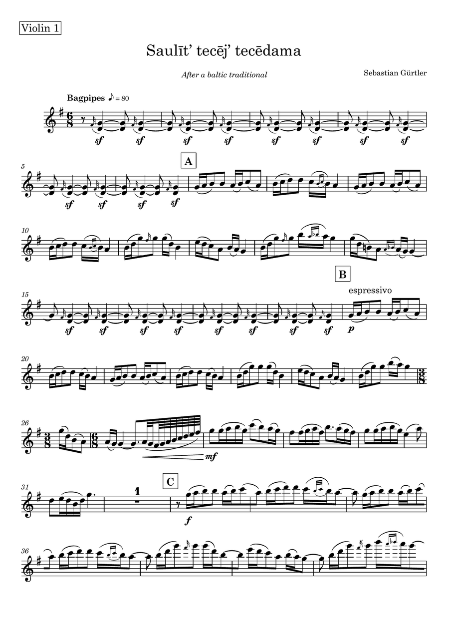 Saulīt' tecēj' tecēdama Saulīt' tecēj' tecēdama String Quartet scores gallery preview page 5