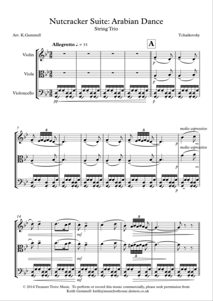 Nutcracker Suite - Arabian Dance: String Trio Nutcracker Suite - Arabian Dance: String Trio String Trio scores gallery preview page 1