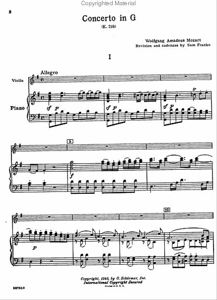 Concerto No. 3 In G, K. 216