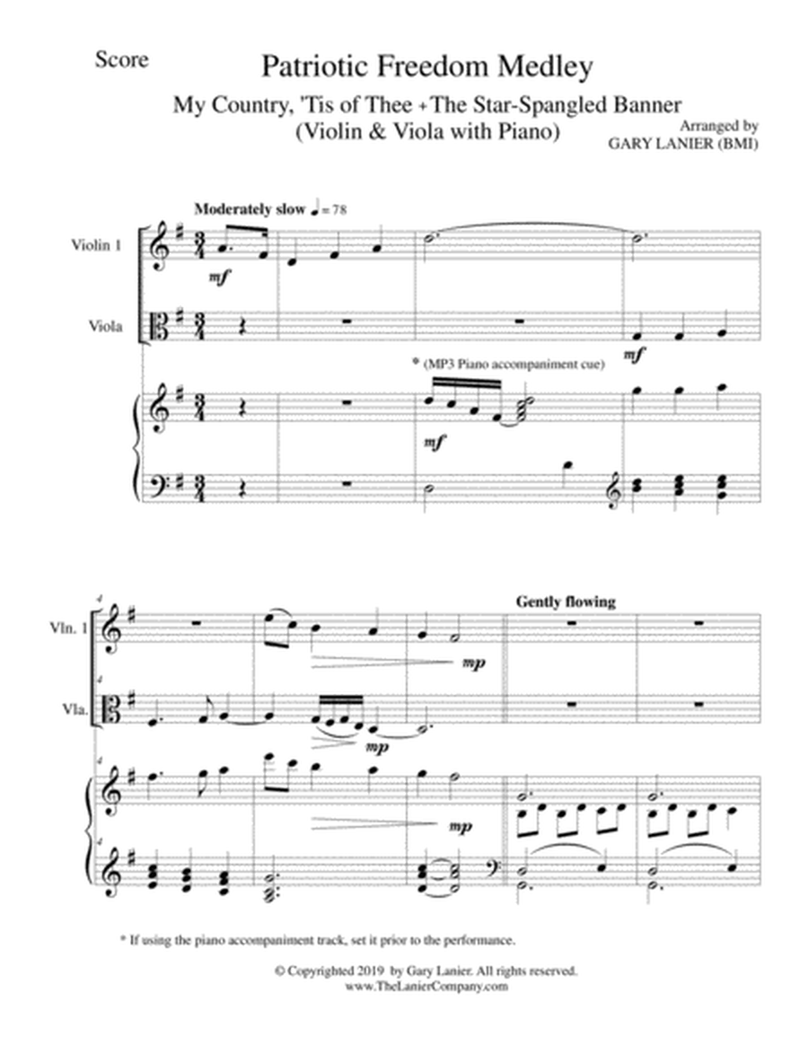 PATRIOTIC FREEDOM MEDLEY (Violin and Viola with Piano/Score and Parts) image number null
