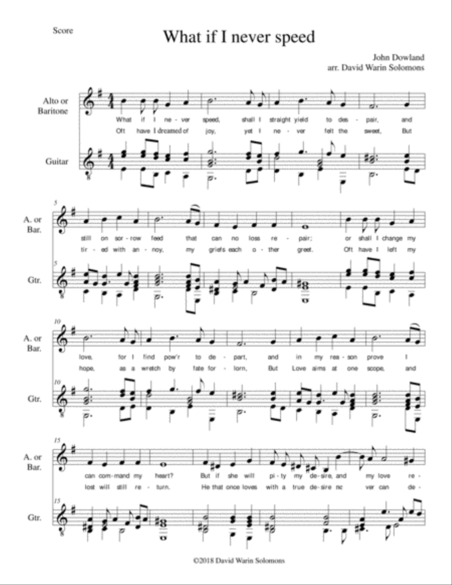 What if I never speed for alto (or baritone) and guitar Classical Guitar scores gallery preview page 1