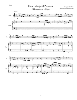 Four Liturgical Pictures for Flute and Organ; III Recessional - Gigue