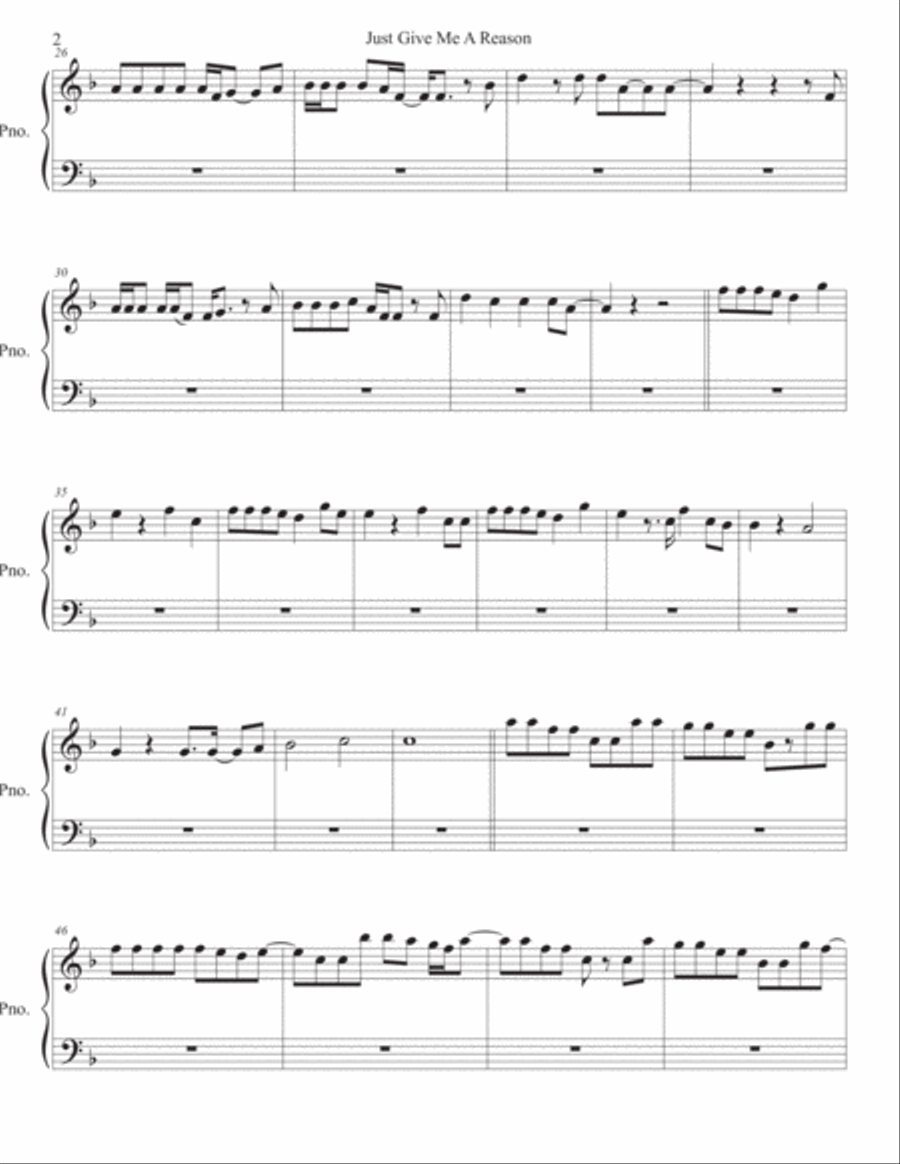 Just Give Me A Reason Piano Solo scores gallery preview page 2