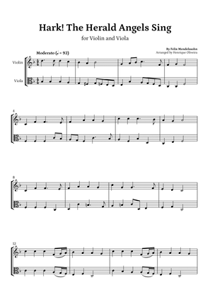Hark! The Herald Angels Sing (Violin and Viola) - Beginner Level