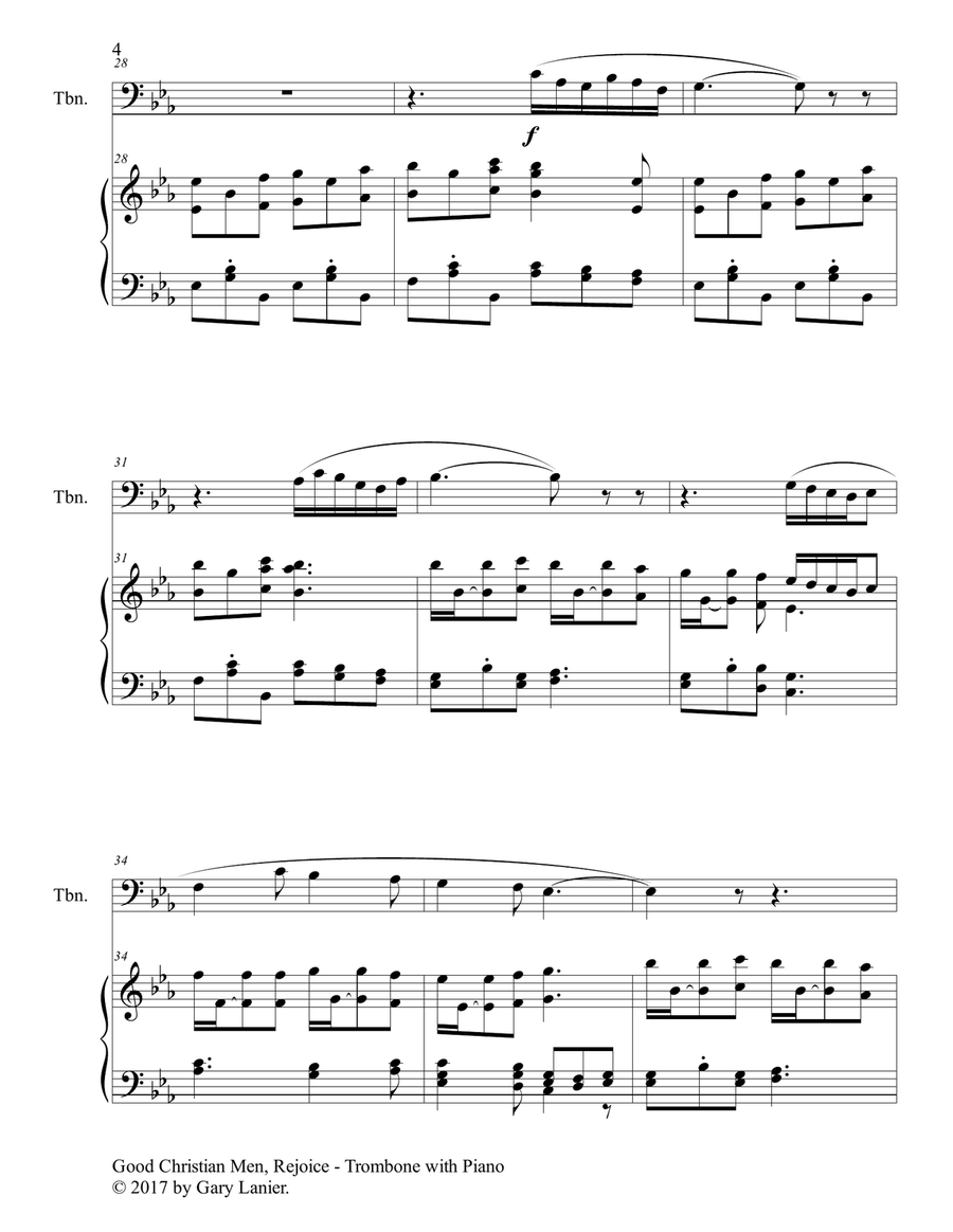 GOOD CHRISTIAN MEN, REJOICE (Trombone with Piano & Score/Part) Piano scores gallery preview page 5