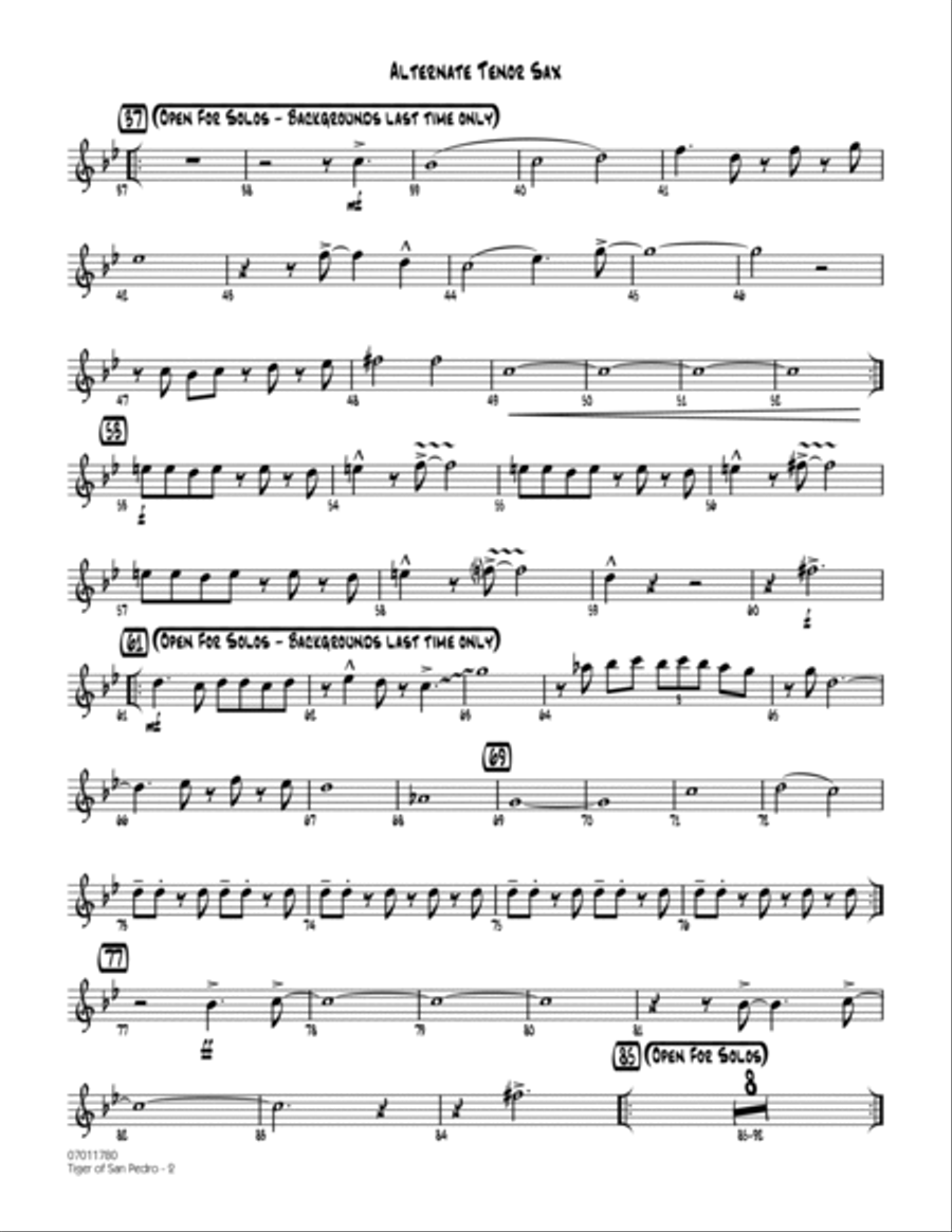 Tiger Of San Pedro - Alternate Tenor Sax Jazz Ensemble scores gallery preview page 2