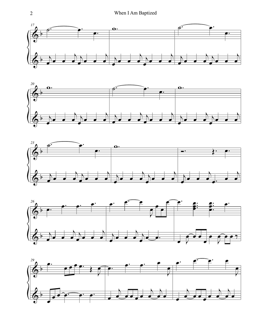 When I Am Baptized Piano Solo scores gallery preview page 2