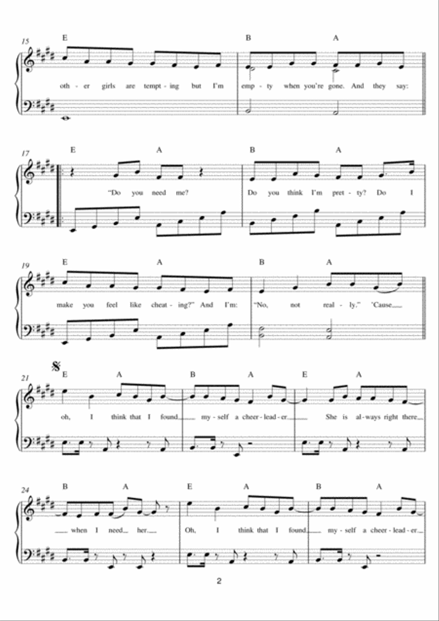 Cheerleader Easy Piano scores gallery preview page 2