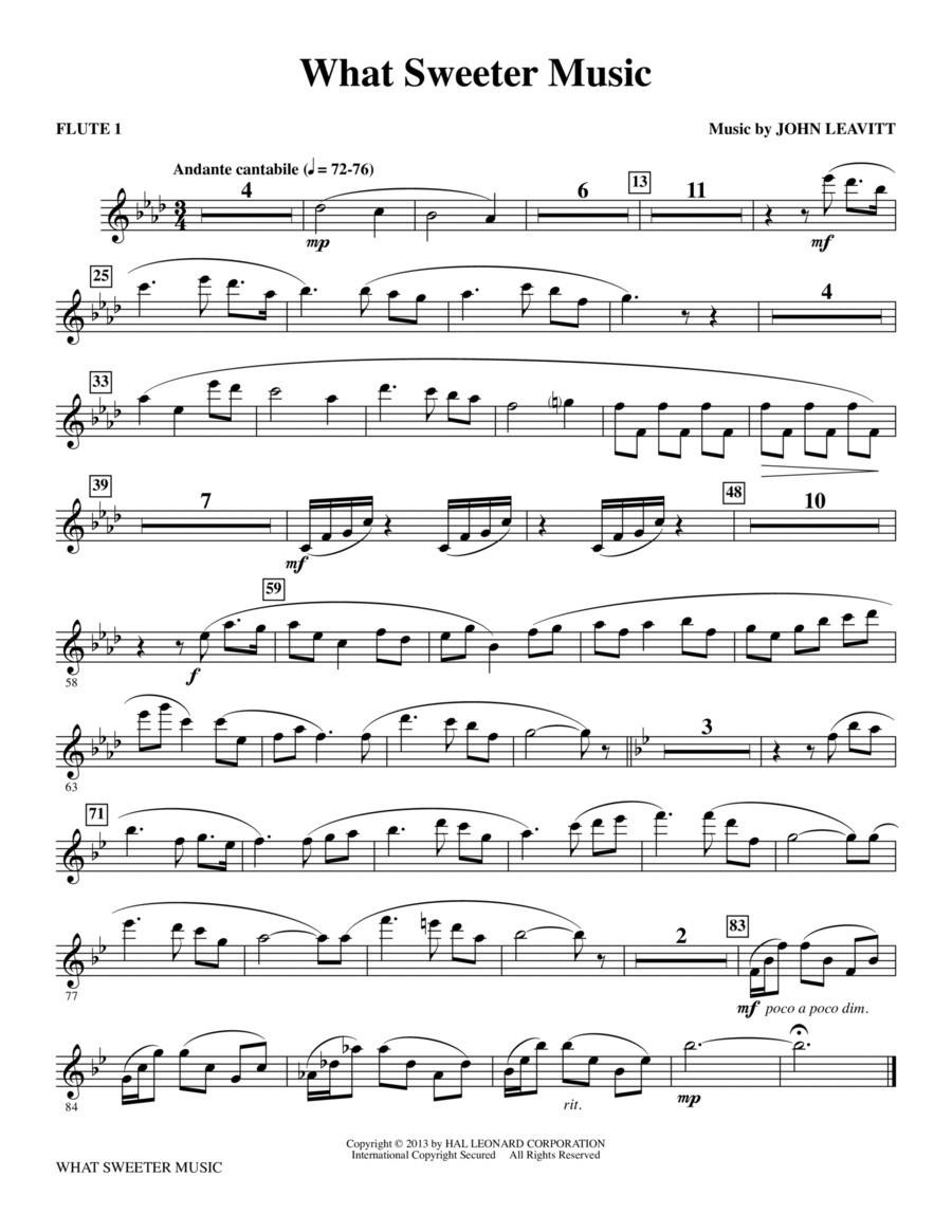 What Sweeter Music - Flute 1 Choir scores gallery preview page 1